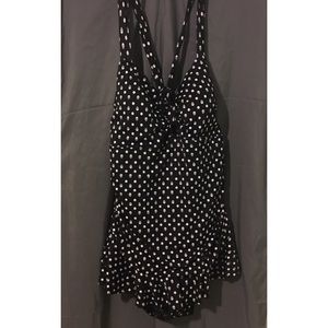 Skull Print One Piece Skirt Swimsuit